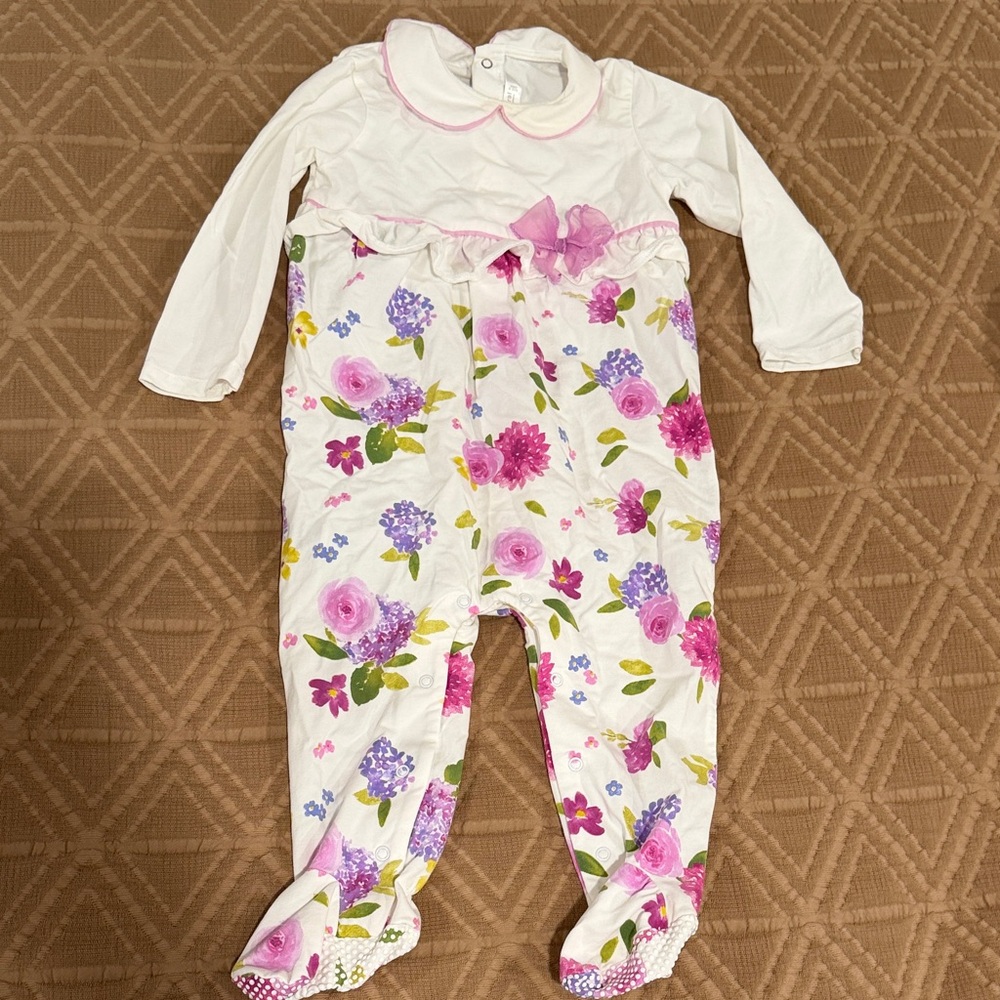 Mayoral White and Pink Floral Kids One Piece